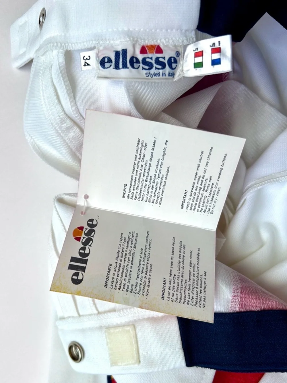 Vintage 70s 80s Ellesse White Tennis Shorts GOAT Terry Size 34 NWT Dead Stock